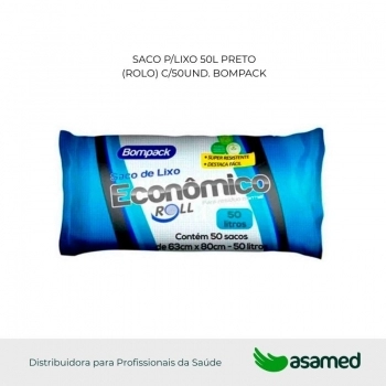 SACO P/LIXO 50L PRETO (ROLO) C/50UND. BOMPACK