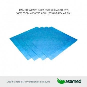CAMPO WRAPS PARA ESTERILIZACAO SMS 100X100CM 40G C/50 AZUL (F05403) POLAR FIX