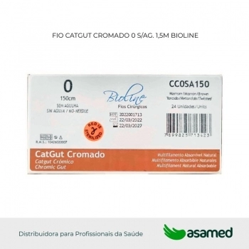 FIO CATGUT CROMADO 0 MARROM S/AG 150CM BIOLINE