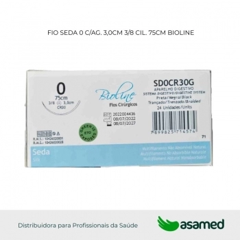 FIO SEDA 0 PRETO C/AG 3,0CM 3/8 CIL. 75CM BIOLINE