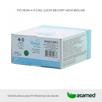 FIO SEDA 4-0 C/AG. 2,0CM 3/8 CORT 45CM BIOLINE