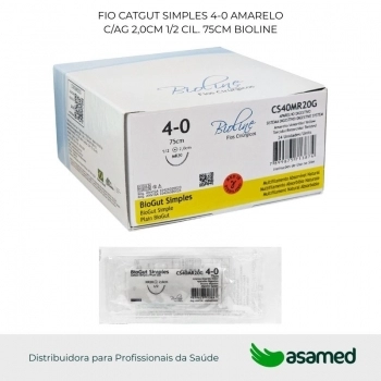 FIO CATGUT SIMPLES 4-0 AMARELO C/AG 2,0CM 1/2 CIL. 75CM BIOLINE