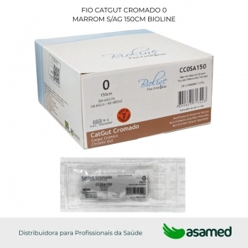 FIO CATGUT CROMADO 0 MARROM S/AG 150CM BIOLINE