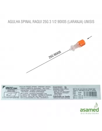 AGULHA SPINAL RAQUI 25G 3 1/2 (90X05MM)(LARANJA) UNISIS