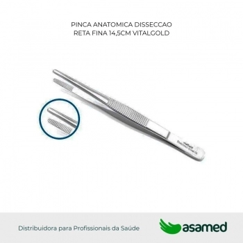 PINCA ANATOMICA DISSECCAO RETA FINA 14,5CM VITALGOLD