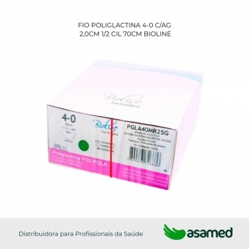FIO POLIGLACTINA 4-0 VIOLETA C/AG 2,0CM 1/2 CIL. 70CM BIOLINE