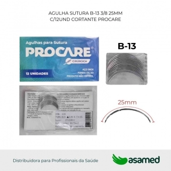 AGULHA SUTURA B-13 3/8 25MM C/12UND CORTANTE PROCARE