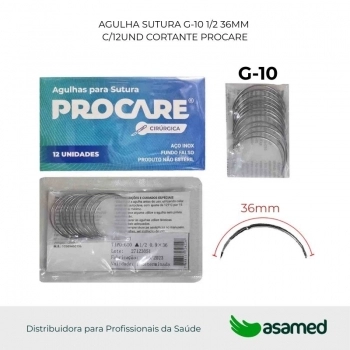 AGULHA SUTURA G-10 1/2 36MM C/12UND CORTANTE PROCARE