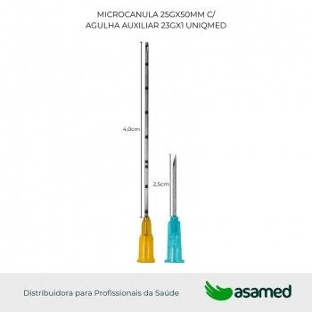 MICROCANULA 25GX40MM C/ AGULHA AUXILIAR 21GX1 UNIQMED