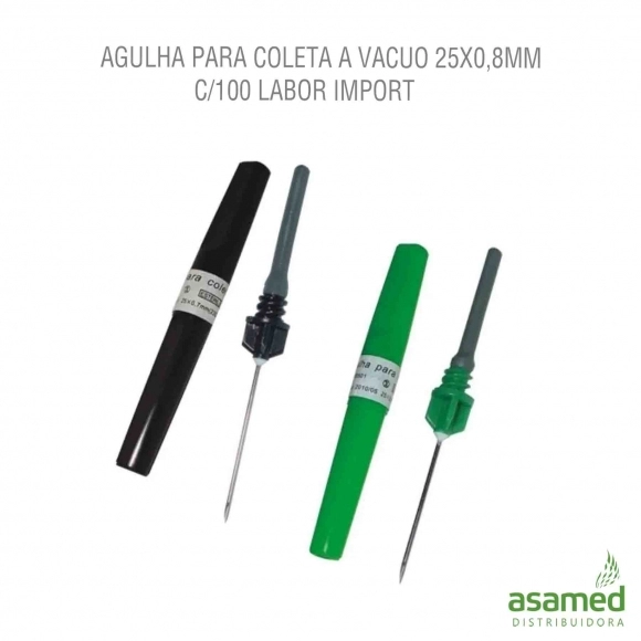 AGULHA PARA COLETA A VACUO 25X0,8MM C/100 LABOR IMPORT