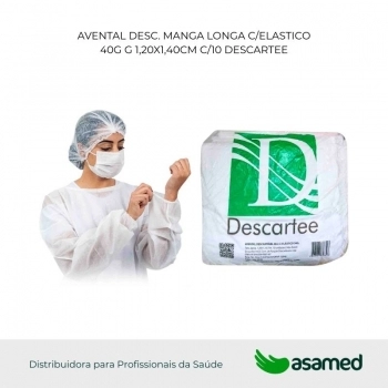 AVENTAL DESC. MANGA LONGA C/ELASTICO 40G G 1,00X1,40CM C/10 DESCARTEE