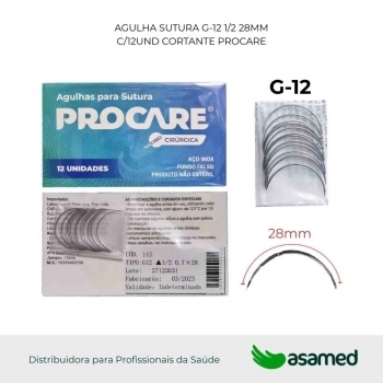 AGULHA SUTURA G-12 1/2 28MM C/12UND CORTANTE PROCARE