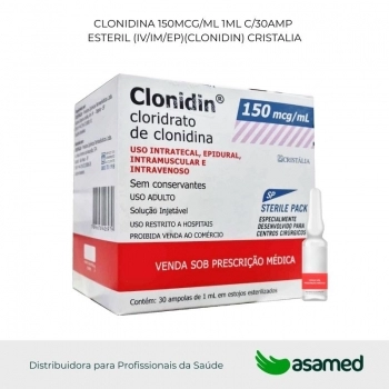 CLONIDINA 150MCG/ML 1ML C/30AMP ESTERIL (IV/IM/EP)(CLONIDIN) CRISTALIA