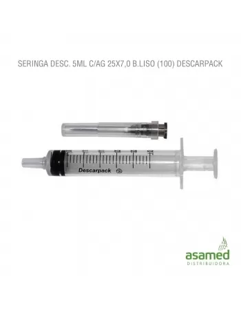 SERINGA DESC. 5ML COM AGULHA 25X7,0 LUER SLIP LATEX FREE DESCARPACK