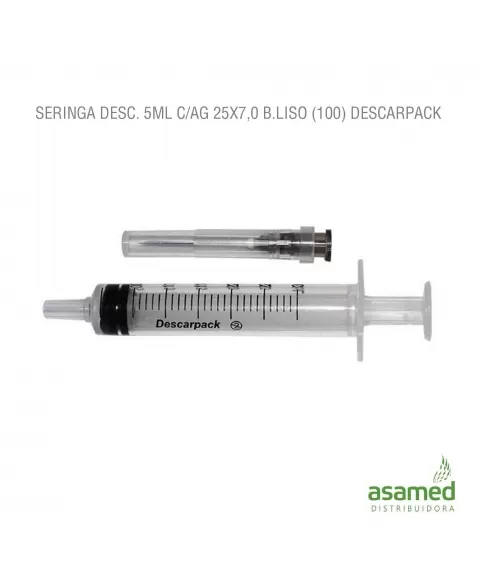 SERINGA DESC. 5ML COM AGULHA 25X7,0 LUER SLIP LATEX FREE DESCARPACK