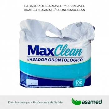 BABADOR DESCARTAVEL IMPERMAVEL BRANCO 30X40CM C/100UND MAXCLEAN