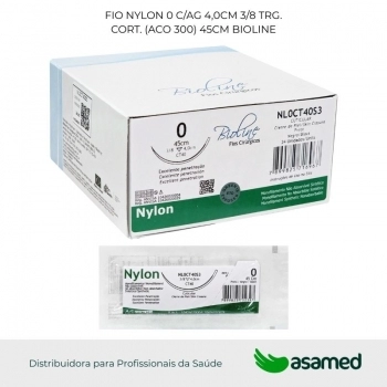 FIO NYLON 0 C/AG 4,0CM 3/8 TRG. CORT. (ACO 300) 45CM BIOLINE