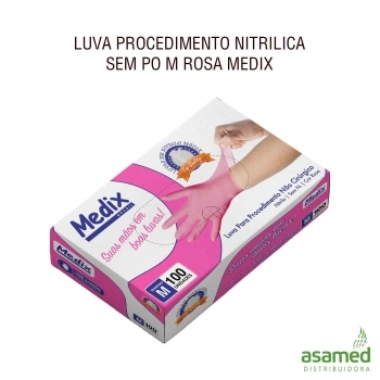 LUVA PROCEDIMENTO NITRILICA SEM PO M ROSA MEDIX