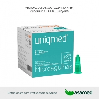 MICROAGULHAS 32G (0,23MM) X 4MM C/100UNDS (LEBEL)UNIQMED