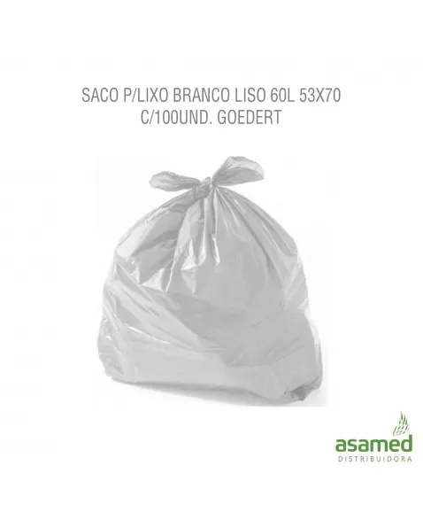 SACO P/LIXO BRANCO LISO 60L 53X70 C/100UND. GOEDERT