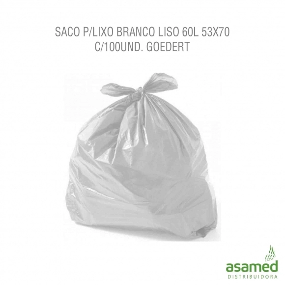 SACO P/LIXO BRANCO LISO 60L 53X70 C/100UND. GOEDERT