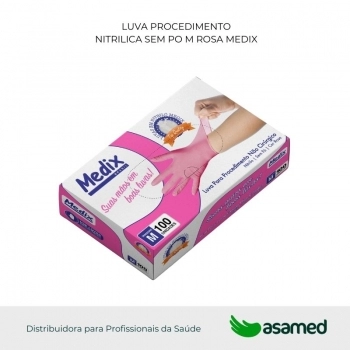 LUVA PROCEDIMENTO NITRILICA SEM PO M ROSA MEDIX