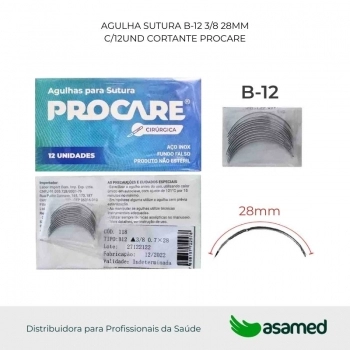 AGULHA SUTURA B-12 3/8 28MM C/12UND CORTANTE PROCARE