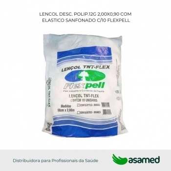LENCOL DESC. POLIP.12G 2,00X0,90 COM ELASTICO SANFONADO C/10 FLEXPELL