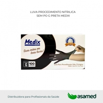 LUVA PROCEDIMENTO NITRILICA SEM PO G PRETA MEDIX