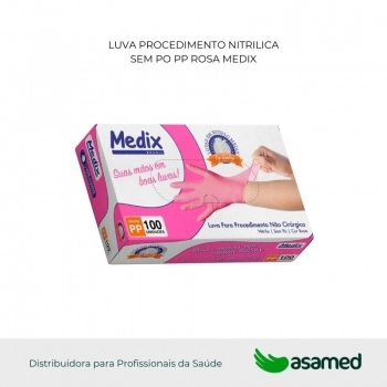 LUVA PROCEDIMENTO NITRILICA SEM PO PP ROSA MEDIX