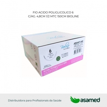 FIO ACIDO POLIGLICOLICO 6 VIOLETA C/AG 4,8CM 1/2 TAPERCUT 150CM BIOLINE