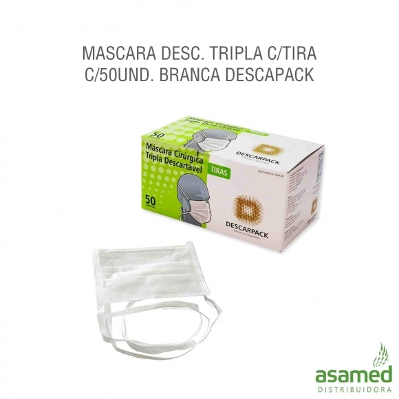 MASCARA DESC. TRIPLA C/TIRA C/50UND. BRANCA DESCAPARCK