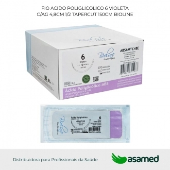 FIO ACIDO POLIGLICOLICO 6 VIOLETA C/AG 4,8CM 1/2 TAPERCUT 150CM BIOLINE