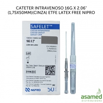 CATETER INTRAVENOSO 16G X 2.06" (1,75X50MM)(CINZA) ETFE LATEX FREE NIPRO