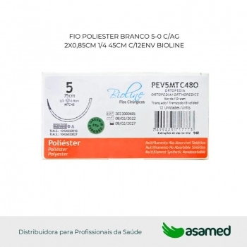 FIO POLIESTER 5-0 BRANCO C/AG (2X)0,85CM 1/4 ESPAT. 45CM C/12 ENV BIOLINE