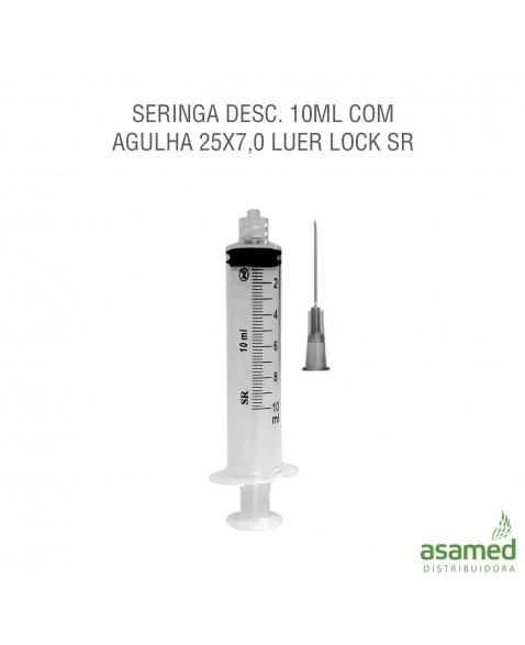 SERINGA DESC. 10ML COM AGULHA 25X7,0 LUER LOCK SR