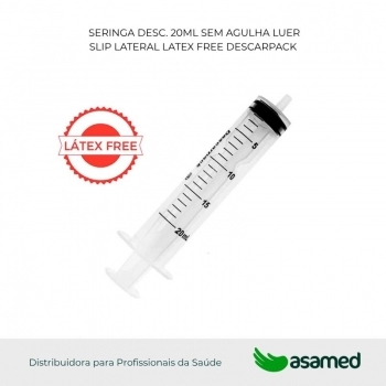SERINGA DESC. 20ML SEM AGULHA LUER SLIP LATERAL LATEX FREE DESCARPACK