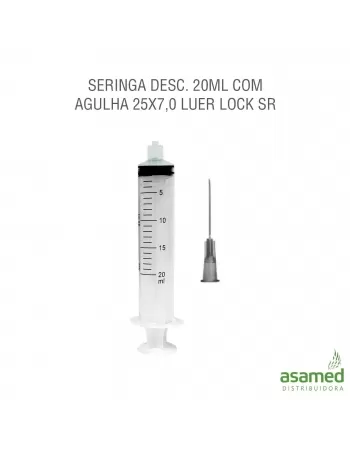 SERINGA DESC. 20ML COM AGULHA 25X7,0 LUER LOCK SR