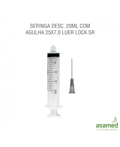 SERINGA DESC. 20ML COM AGULHA 25X7,0 LUER LOCK SR