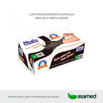 LUVA PROCEDIMENTO NITRILICA SEM PO P PRETA MEDIX