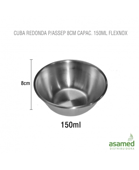 CUBA REDONDA P/ASSEP 8CM CAPAC. 150ML FLEXNOX