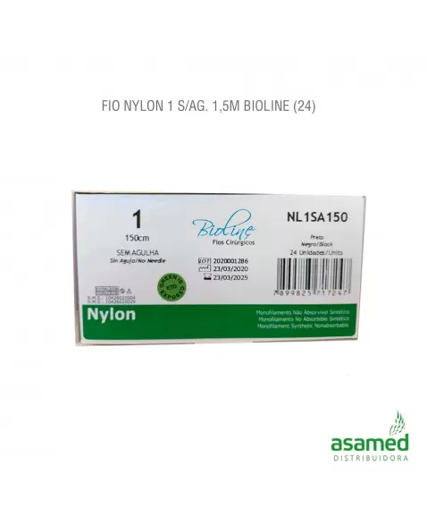 FIO NYLON 1 S/AG. 1,5M BIOLINE