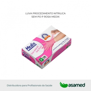 LUVA PROCEDIMENTO NITRILICA SEM PO P ROSA MEDIX