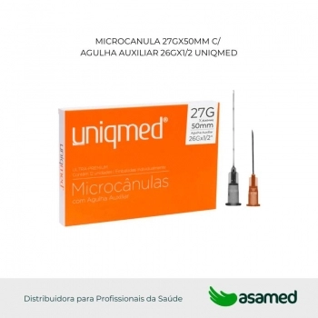 MICROCANULA 27GX50MM C/ AGULHA AUXILIAR 26GX1/2 UNIQMED