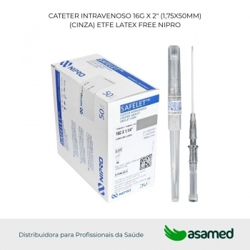 CATETER INTRAVENOSO 16G X 2.06" (1,75X50MM)(CINZA) ETFE LATEX FREE NIPRO