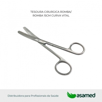 TESOURA CIRURGICA ROMBA/ROMBA 15CM CURVA VITAL