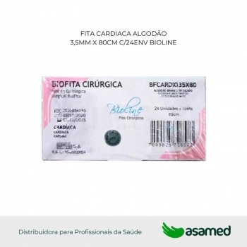 FITA CARDIACA ALGODÃO 3,5MM X 80CM C/24ENV BIOLINE