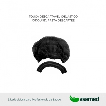 TOUCA DESCARTAVEL C/ELASTICO C/100UND. PRETA DESCARTEE