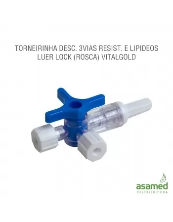 TORNEIRINHA DESC. 3VIAS RESIST. E LIPIDEOS LUER LOCK (ROSCA) VITALGOLD