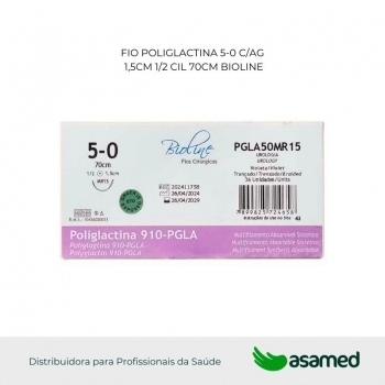 FIO POLIGLACTINA 5-0 VIOLETA C/AG 1,5CM 1/2 CIL. 70CM BIOLINE